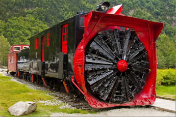 Картинка snow plowing train техника поезда поезд ротор снегоочиститель