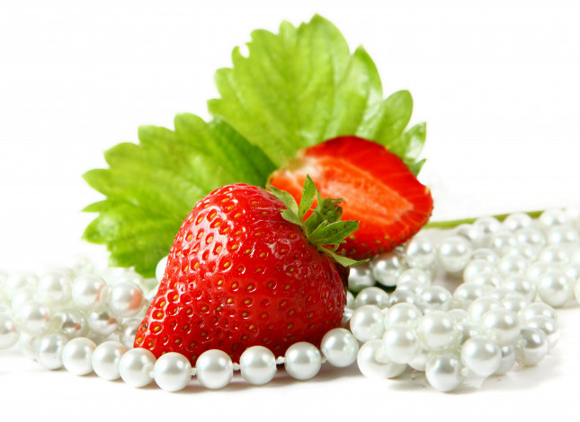 Обои картинки фото еда, клубника, земляника, бусы, ягоды