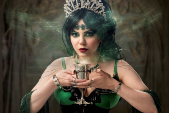 Картинка фэнтези маги +волшебники колдунья украшения диадема бокал