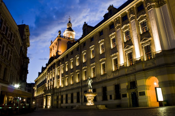 Картинка wroclaw +poland города -+здания +дома здание окна стена вечер