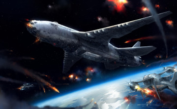Картинка фэнтези космические+корабли +звездолеты +станции битва сражение космос корабли космические