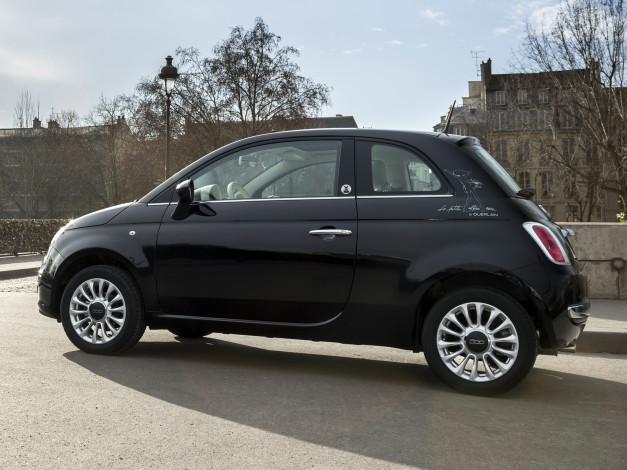 Обои картинки фото автомобили, fiat, темный, 2014, guerlain, la, petite, robe, noire, 500