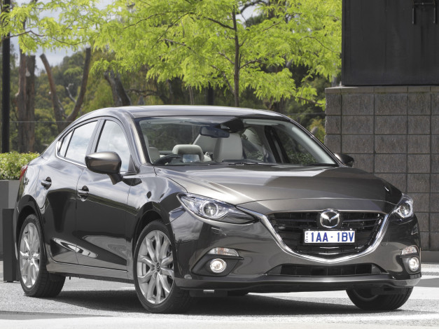 Обои картинки фото автомобили, mazda, 2013, bm, sedan, au-spec, mazda3, темный