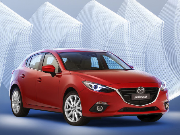 Обои картинки фото автомобили, mazda, красный, 2013, bm, au-spec, hatchback, mazda3