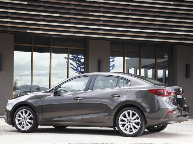 Обои картинки фото автомобили, mazda, mazda3, 2013, bm, au-spec, sedan, темный