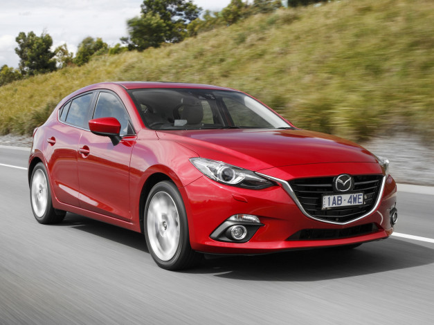 Обои картинки фото автомобили, mazda, mazda3, au-spec, hatchback, красный, 2013, bm