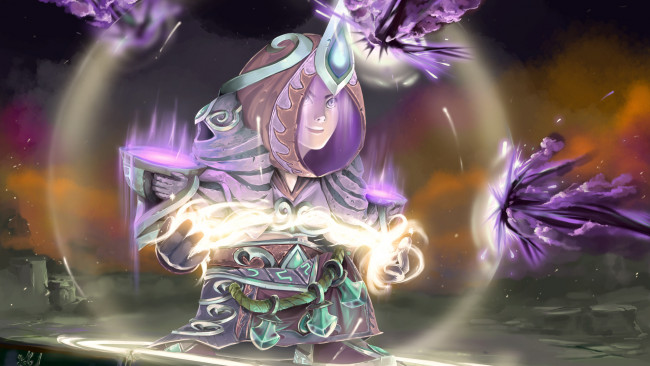 Обои картинки фото фэнтези, маги,  волшебники, облака, маг, девушка