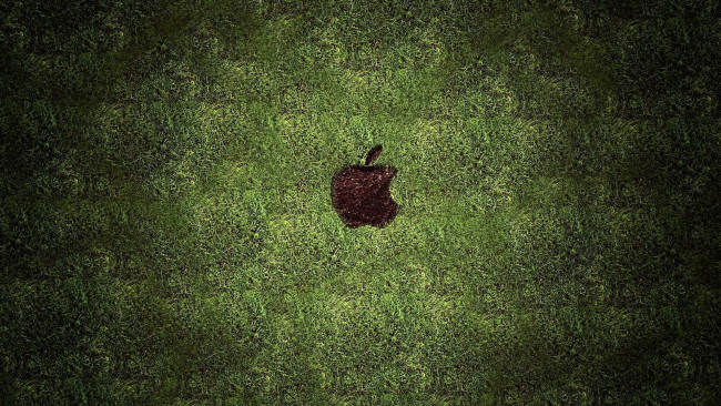 Обои картинки фото компьютеры, apple, трава, след, газон