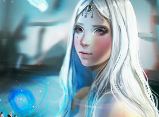 Картинка фэнтези девушки talitapersi art девушка лицо волосы белые глаза
