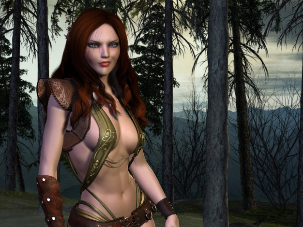 Обои картинки фото 3д графика, люди , people, взгляд, фон, девушка