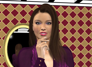 Картинка 3д+графика портрет+ portraits фон взгляд девушка