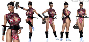 обоя 3д графика, люди , people, веер, улыбка, взгляд, фон, девушка