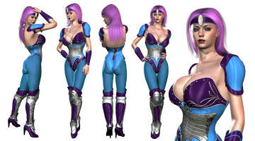 Картинка 3д+графика фантазия+ fantasy девушка униформа фон взгляд