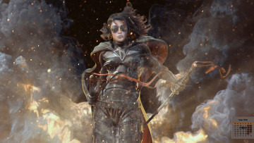 Картинка календари фэнтези девушка 2018 очки оружие