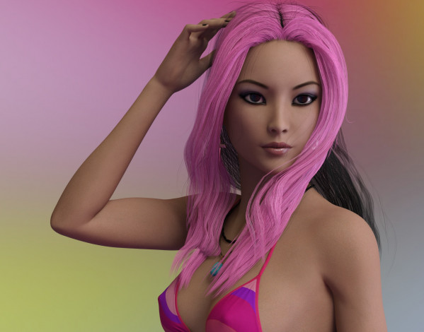 Обои картинки фото 3д графика, люди , people, фон, взгляд, девушка