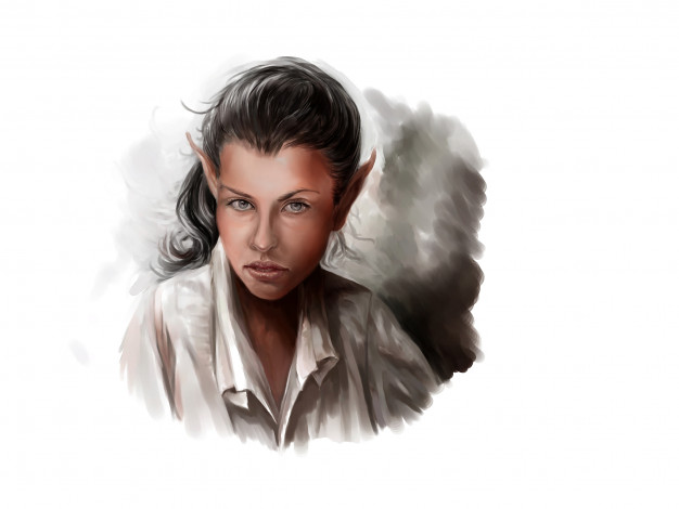 Обои картинки фото фэнтези, эльфы, взгляд, фон, эльф, девушка