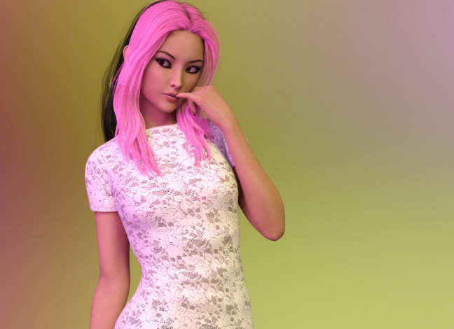 Обои картинки фото 3д графика, люди , people, девушка, взгляд, фон