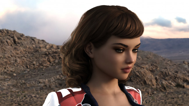 Обои картинки фото 3д графика, портрет , portraits, фон, взгляд, девушка