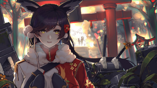Обои картинки фото аниме, azur lane, azur, lane, взгляд, оружие, девушка