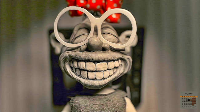 Обои картинки фото календари, кино,  мультфильмы, старуха, 2018, очки, улыбка, бант