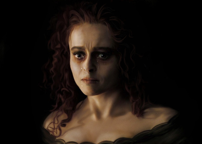 Обои картинки фото рисованное, кино, слёзы, взгляд, фон, девушка