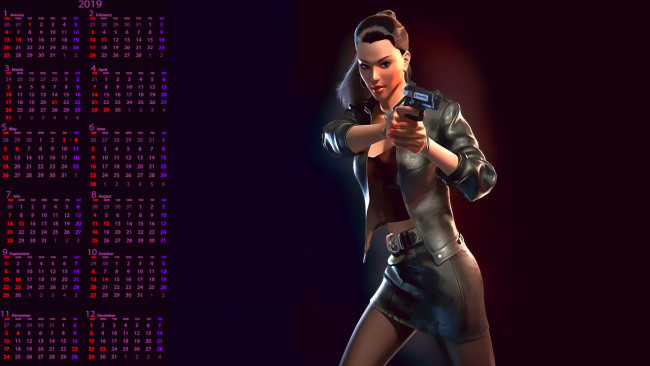 Обои картинки фото календари, 3д-графика, оружие, девушка