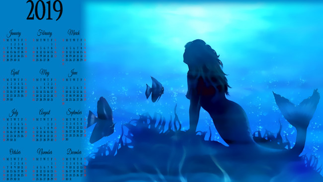 Обои картинки фото календари, 3д-графика, рыба, русалка
