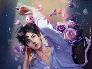 Картинка рисованное люди сяо джань рубашка розы лепестки