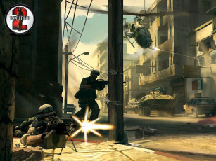 обоя видео игры, battlefield 2,  special forces, город, техника, вертолет, солдаты