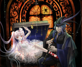 Картинка аниме headphones instrumental марионетка девушка сундук балетки шляпка гамельнский крысолов