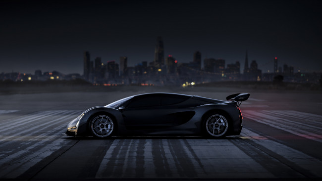 Обои картинки фото 2021 czinger 21c, автомобили, -unsort, гиперкар, черный, американские, город, вид, сбоку