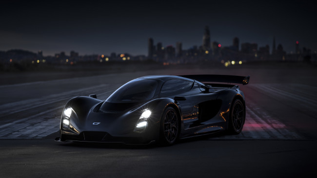 Обои картинки фото 2021 czinger 21c, автомобили, -unsort, гиперкар, черный, американские, город, панорама