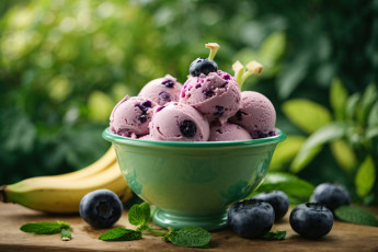 Картинка еда мороженое +десерты черника мята банан