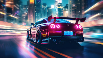 Картинка автомобили 3д тюнинг nissan cars skyline tuning godzilla nismo japanese gt-r 34 gtr r34 night city japan car datsun legend z tuned