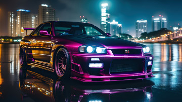 Картинка автомобили 3д тюнинг nissan cars skyline tuning godzilla nismo japanese gt-r 34 gtr r34 night city japan car datsun legend z tuned