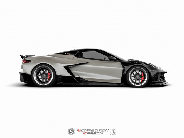 Обои картинки фото автомобили, 3д, chevrolet, corvette, c8, competition, carbon, stance