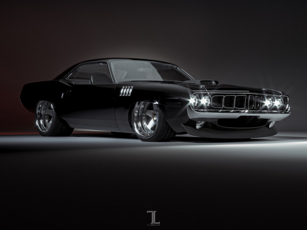 Обои картинки фото автомобили, 3д, plymouth, hemi, cuda, barracuda, american, muscle, stance, classic, car