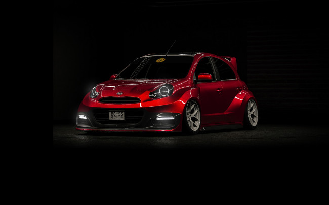 Обои картинки фото автомобили, 3д, nissan, micra, widebody