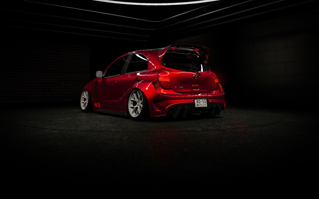 Обои картинки фото автомобили, 3д, nissan, micra, widebody