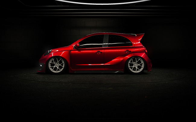 Обои картинки фото автомобили, 3д, nissan, micra, widebody