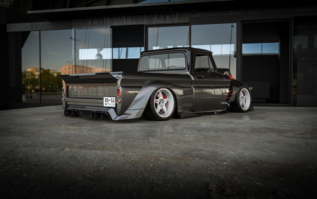 Обои картинки фото автомобили, 3д, chevrolet, c10, widebody, twin, turbo
