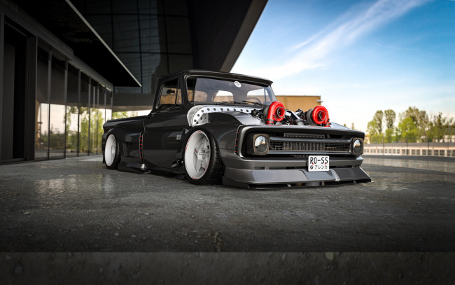 Обои картинки фото автомобили, 3д, chevrolet, c10, widebody, twin, turbo