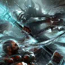 Картинка видео+игры diablo+iii +reaper+of+souls бой оружие серпы души искры бусы человек дьявол