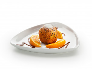 обоя еда, мороженое,  десерты, десерт, дольки, апельсина, шоколад