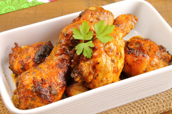 Картинка еда мясные+блюда зелень запеченная голень