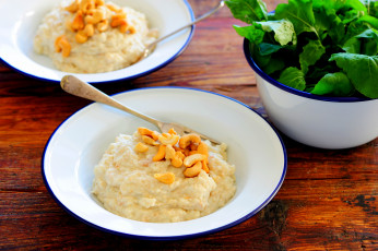 Картинка еда вторые+блюда орешки каша завтрак зелень