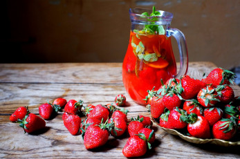 Картинка еда клубника +земляника клубничный лимонад