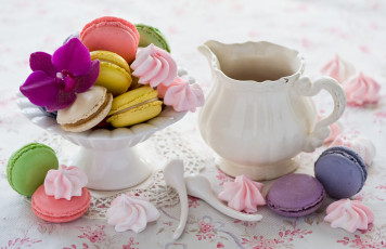 Картинка еда -+макаруны орхидея печенье макарун