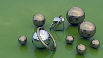 Картинка 3д+графика шары кольца куб