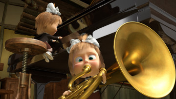 Картинка мультфильмы маша+и+медведь маша медведь мишка пианино